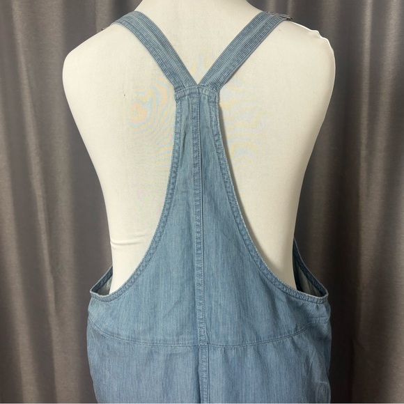 Aerie Blue White Striped Denim Overalls XL - Picture 6 of 8